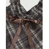 image:imageMakeMeChic Womens Plaid Sweetheart Tops Mesh Bow Cap Sleeve Y2k T Shirts with ScarfBrown