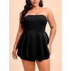 image:imageMakeMeChic Womens Plus Size Floral Layered Rompers Jumpsuits Strapless Tube Top Vacation Going Out OutfitsBlack