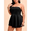 image:imageMakeMeChic Womens Plus Size Floral Layered Rompers Jumpsuits Strapless Tube Top Vacation Going Out OutfitsBlack