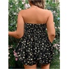 image:imageMakeMeChic Womens Plus Size Floral Layered Rompers Jumpsuits Strapless Tube Top Vacation Going Out OutfitsBlackflower