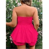 image:imageMakeMeChic Womens Plus Size Floral Layered Rompers Jumpsuits Strapless Tube Top Vacation Going Out OutfitsHot Pink