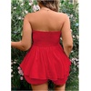 image:imageMakeMeChic Womens Plus Size Floral Layered Rompers Jumpsuits Strapless Tube Top Vacation Going Out OutfitsRed