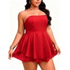 image:imageMakeMeChic Womens Plus Size Floral Layered Rompers Jumpsuits Strapless Tube Top Vacation Going Out OutfitsRed