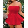 image:imageMakeMeChic Womens Plus Size Floral Layered Rompers Jumpsuits Strapless Tube Top Vacation Going Out OutfitsRed