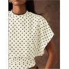 image:imageMakeMeChic Womens Polka Dots Cinched Waist Bat Wing Wrap Top Dolman Sleeve Crew Neck Going Out Crop TopsApricot