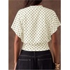 image:imageMakeMeChic Womens Polka Dots Cinched Waist Bat Wing Wrap Top Dolman Sleeve Crew Neck Going Out Crop TopsApricot