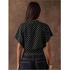 image:imageMakeMeChic Womens Polka Dots Cinched Waist Bat Wing Wrap Top Dolman Sleeve Crew Neck Going Out Crop TopsBlack