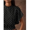 image:imageMakeMeChic Womens Polka Dots Cinched Waist Bat Wing Wrap Top Dolman Sleeve Crew Neck Going Out Crop TopsBlack