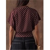 image:imageMakeMeChic Womens Polka Dots Cinched Waist Bat Wing Wrap Top Dolman Sleeve Crew Neck Going Out Crop TopsCoffee Brown