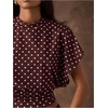 image:imageMakeMeChic Womens Polka Dots Cinched Waist Bat Wing Wrap Top Dolman Sleeve Crew Neck Going Out Crop TopsCoffee Brown