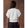 image:imageMakeMeChic Womens Polka Dots Cinched Waist Bat Wing Wrap Top Dolman Sleeve Crew Neck Going Out Crop TopsWhite