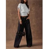image:imageMakeMeChic Womens Polka Dots Cinched Waist Bat Wing Wrap Top Dolman Sleeve Crew Neck Going Out Crop TopsWhite