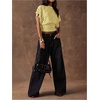image:imageMakeMeChic Womens Polka Dots Cinched Waist Bat Wing Wrap Top Dolman Sleeve Crew Neck Going Out Crop TopsYellow