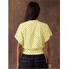 image:imageMakeMeChic Womens Polka Dots Cinched Waist Bat Wing Wrap Top Dolman Sleeve Crew Neck Going Out Crop TopsYellow