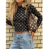 image:imageMakeMeChic Womens Polka Dots Top Mesh Sheer Tops Ruffle Long Sleeve Y2K Party Going Out TopsBlack