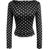 image:imageMakeMeChic Womens Polka Dots Top Mesh Sheer Tops Ruffle Long Sleeve Y2K Party Going Out TopsBlack