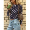 image:imageMakeMeChic Womens Polka Dots Top Mesh Sheer Tops Ruffle Long Sleeve Y2K Party Going Out TopsBlue