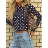 image:imageMakeMeChic Womens Polka Dots Top Mesh Sheer Tops Ruffle Long Sleeve Y2K Party Going Out TopsBlue