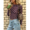 image:imageMakeMeChic Womens Polka Dots Top Mesh Sheer Tops Ruffle Long Sleeve Y2K Party Going Out TopsBlue and Brown