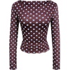 image:imageMakeMeChic Womens Polka Dots Top Mesh Sheer Tops Ruffle Long Sleeve Y2K Party Going Out TopsBlue and Brown