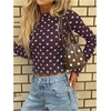 image:imageMakeMeChic Womens Polka Dots Top Mesh Sheer Tops Ruffle Long Sleeve Y2K Party Going Out TopsBlue and Brown