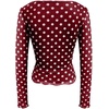 image:imageMakeMeChic Womens Polka Dots Top Mesh Sheer Tops Ruffle Long Sleeve Y2K Party Going Out TopsBurgundy
