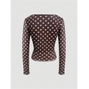 image:imageMakeMeChic Womens Polka Dots Top Mesh Sheer Tops Ruffle Long Sleeve Y2K Party Going Out TopsCoffee Brown