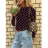 image:imageMakeMeChic Womens Polka Dots Top Mesh Sheer Tops Ruffle Long Sleeve Y2K Party Going Out TopsPink and Black
