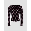 image:imageMakeMeChic Womens Polka Dots Top Mesh Sheer Tops Ruffle Long Sleeve Y2K Party Going Out TopsPink and Black