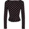 image:imageMakeMeChic Womens Polka Dots Top Mesh Sheer Tops Ruffle Long Sleeve Y2K Party Going Out TopsPink and Black
