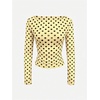 image:imageMakeMeChic Womens Polka Dots Top Mesh Sheer Tops Ruffle Long Sleeve Y2K Party Going Out TopsYellow
