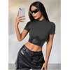 image:imageMakeMeChic Womens Pu Leather Tops Short Sleeve Y2k Going Out Tops Party Rave Clubwear Concert OutfitBlack
