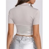 image:imageMakeMeChic Womens Pu Leather Tops Short Sleeve Y2k Going Out Tops Party Rave Clubwear Concert OutfitSilver