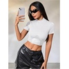 image:imageMakeMeChic Womens Pu Leather Tops Short Sleeve Y2k Going Out Tops Party Rave Clubwear Concert OutfitWhite