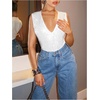 image:imageMakeMeChic Womens Rhinestone Top V Neck Sparkly Sequin Tank Tops Sleeveless Rave Party BodysuitWhite