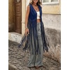 image:imageMakeMeChic Womens Rivet Suede Tassel Sleeveless Vest Jacket Open Front Cowboy Chic Fringe Vest OuterwearBlue