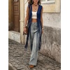 image:imageMakeMeChic Womens Rivet Suede Tassel Sleeveless Vest Jacket Open Front Cowboy Chic Fringe Vest OuterwearBlue
