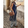 image:imageMakeMeChic Womens Rivet Suede Tassel Sleeveless Vest Jacket Open Front Cowboy Chic Fringe Vest OuterwearBlue