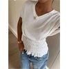 image:imageMakeMeChic Womens Ruffle Smocked Top V Neck Short Sleeve Going Out T Shirt TopsWhite