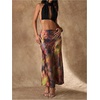 image:imageMakeMeChic Womens Satin Printed Maxi Long Skirt Silk High Waist Fishtail Elegant SkirtsMulticolor
