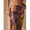 image:imageMakeMeChic Womens Satin Printed Maxi Long Skirt Silk High Waist Fishtail Elegant SkirtsMulticolor