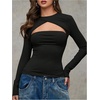 image:imageMakeMeChic Womens Sexy Going Out Tops Long Sleeve Cut Out T Shirt Y2k Fitted Tee TopsBlack
