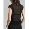 image:imageMakeMeChic Womens Sheer Mesh Turtleneck Tops Mock Neck Cap Sleeve Night Out T Shirt TankBlack