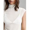 image:imageMakeMeChic Womens Sheer Mesh Turtleneck Tops Mock Neck Cap Sleeve Night Out T Shirt TankWhite