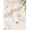 image:imageMakeMeChic Womens Starfish Gold Hand Chain Bracelets Ring Bracelet Charm JewelryBlack