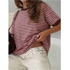 image:imageMakeMeChic Womens Striped Crew Neck T Shirt Short Sleeve Summer Basic TopsPink