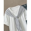 image:imageMakeMeChic Womens Striped Crew Neck Tee Shirt Short Sleeve Oversized Summer TopsWhite
