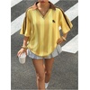 image:imageMakeMeChic Womens Striped Oversized Jersey Shirt Y2k V Neck Half Sleeve Streetwear TopsMulticolor