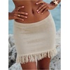 image:imageMakeMeChic Womens Summer Crochet Fringe Mini Skirt Summer Beach Vacation Low Waist Knit SkirtsGold