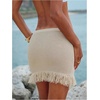 image:imageMakeMeChic Womens Summer Crochet Fringe Mini Skirt Summer Beach Vacation Low Waist Knit SkirtsGold